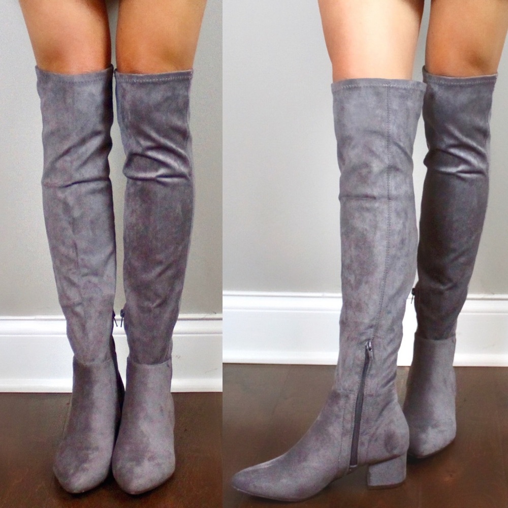 Grey Over the Knee Boots